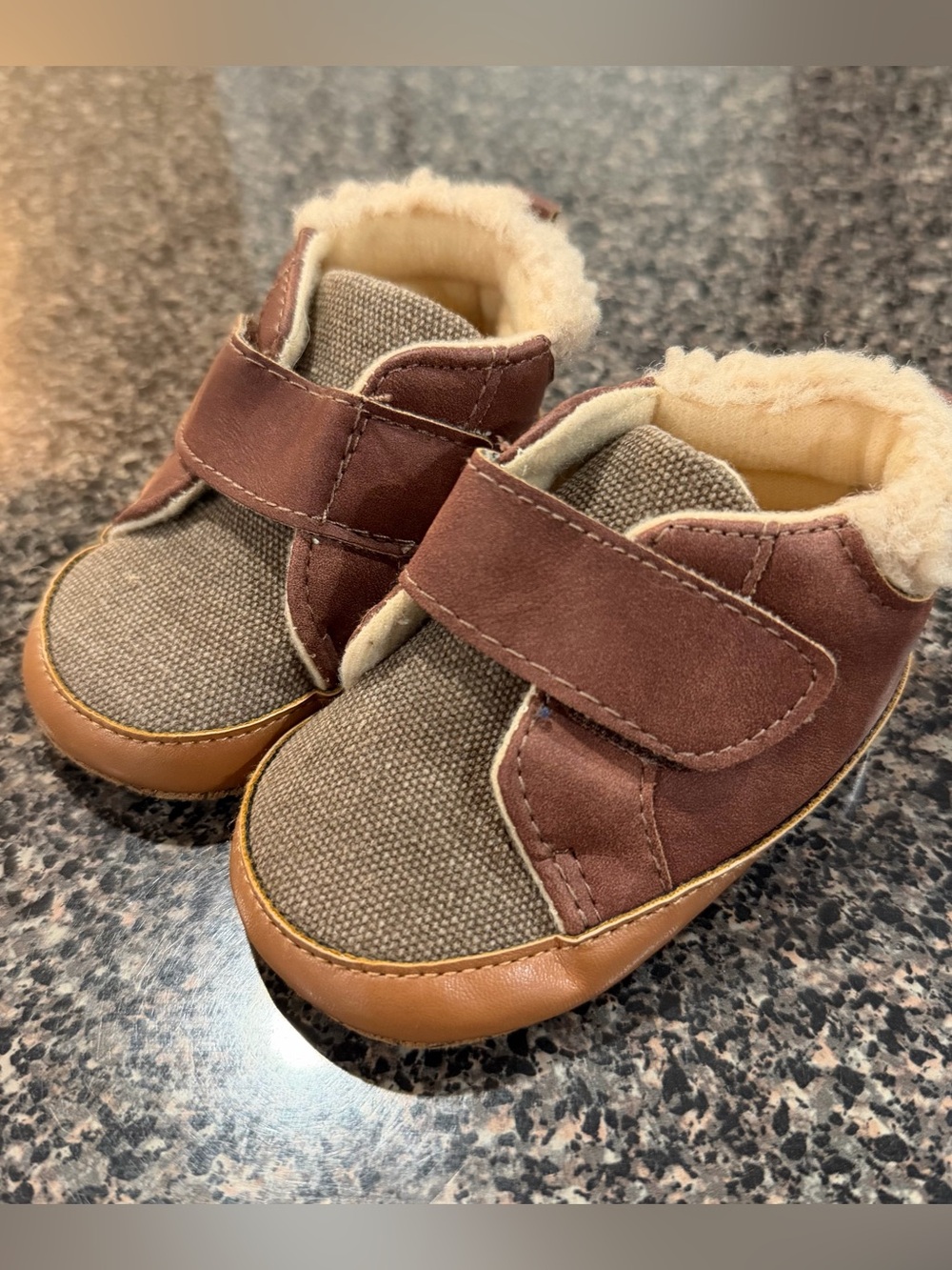 Baby Boys Brown Fur Lined Booties 9-12 mos
